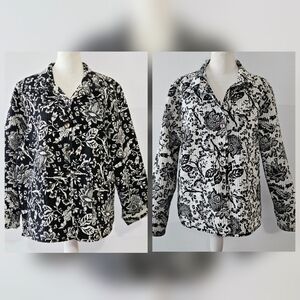 XL NTCO Nomadic Traders Reversible Cotton Floral Black White Womens Long-Sleevel